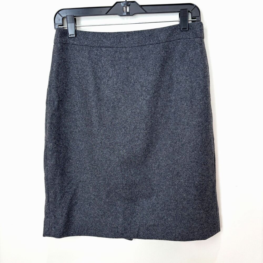 J Crew Gray Pencil Skirt Women 4 Wool Preppy Career Academic Capsule Wardrobe